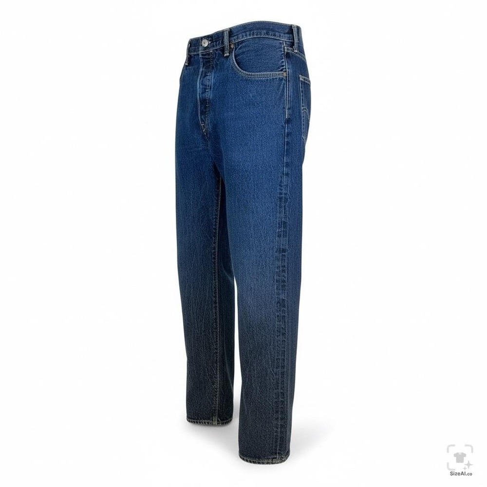 Levis 501 Jeans Mens 34x32 Blue Medium Wash Denim Button Fly Regular Fit - Picture 2 of 16